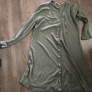 American Eagle Outfitters Green Button-Front Dress